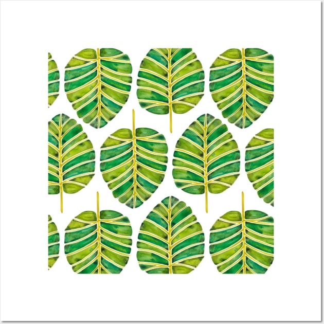 Green Alocasia Pattern Wall Art by CatCoq